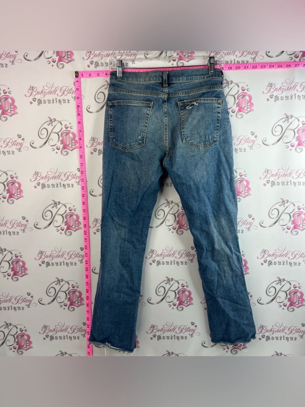 Zara jeans pants light blue wash Distressed Medium Blue Straight Leg Jeans - Picture 2 of 10